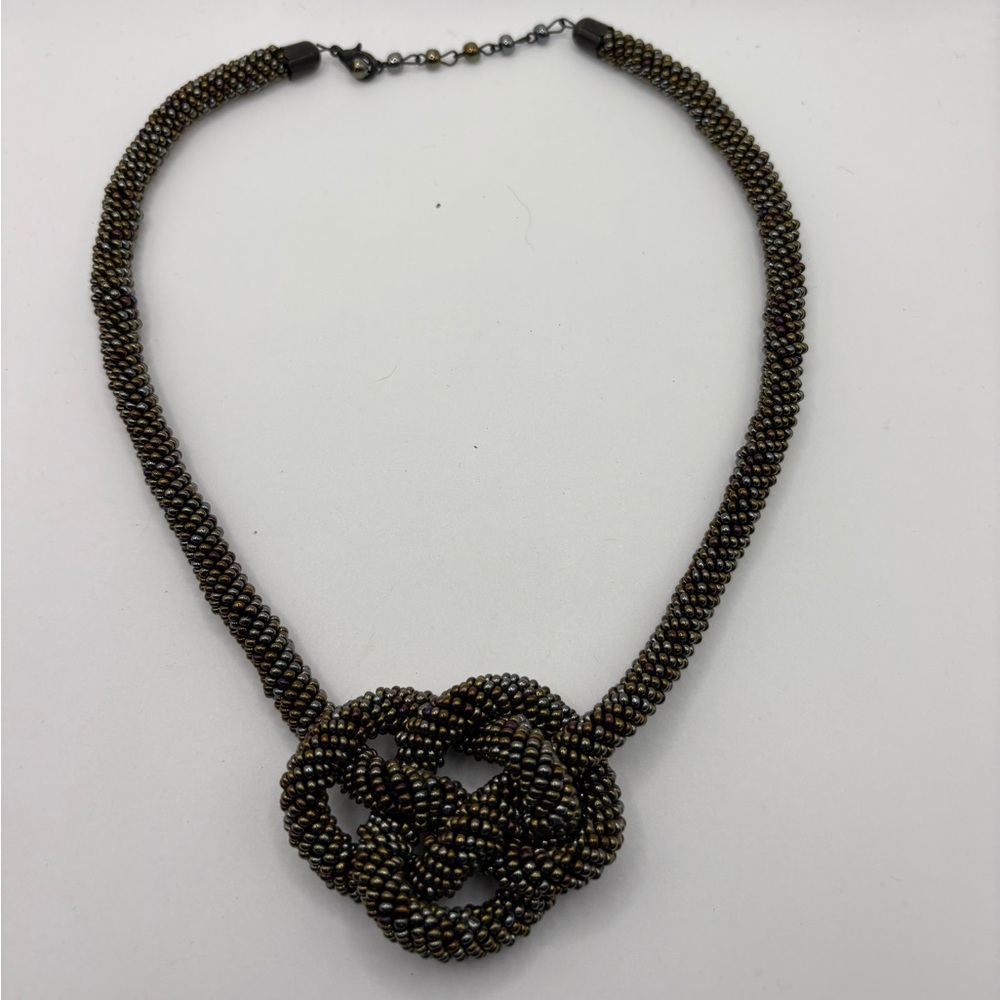 Vintage Beaded Knot Statement Necklace